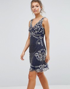 Платье мини с цветочной отделкой Frock & Frill - Темно-синий