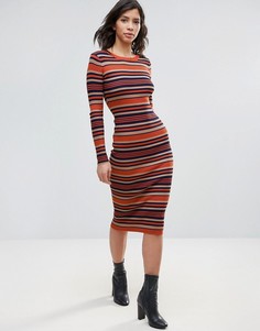 Облегающее платье миди в полоску QED London - Мульти