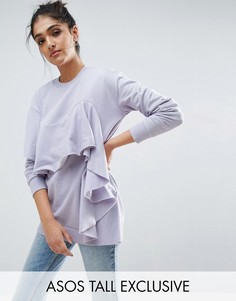 Свитшот с оборками ASOS TALL - Фиолетовый