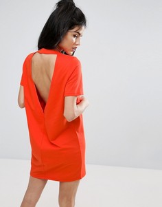 Платье-футболка с глубоким V-образным вырезом на спине ASOS - Оранжевый