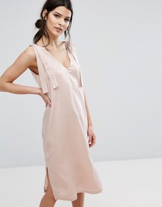 Атласное платье-комбинация Neon Rose - Розовый