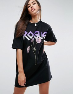 Платье-футболка с принтом Rogue ASOS - Черный