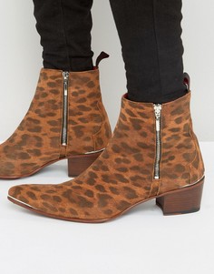 Ботинки на молнии с леопардовым принтом Jeffery West Sylvian - Рыжий