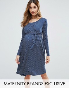 Платье в горошек с запахом Bluebelle Maternity Nursing - Темно-синий