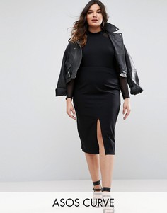 Юбка-карандаш с разрезом спереди ASOS CURVE - Черный