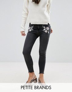 Зауженные джинсы с вышивкой New Look Petite - Серый