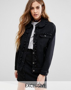 Комбинируемая джинсовая куртка с оборками Reclaimed Vintage - Черный