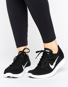Трикотажные черные кроссовки Nike Running Free Run Flyknit - Черный