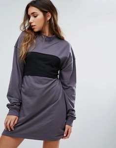 Трикотажное платье со вставкой-корсетом Missguided - Серый