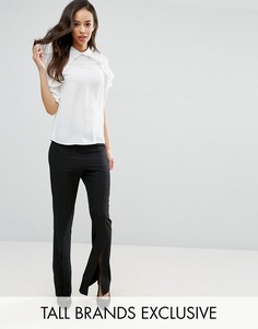 Расклешенные брюки с разрезами спереди Fashion Union Tall - Черный