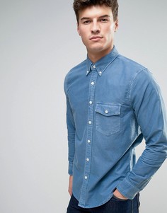 Темно-синяя облегающая оксфордская рубашка на пуговицах с карманом Abercrombie & Fitch - Темно-синий