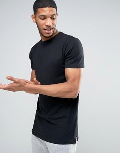 Удлиненная черная футболка New Look - Черный