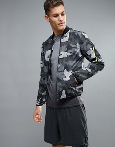 Черный бомбер с камуфляжным принтом New Look SPORT - Черный