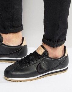 Черные кожаные премиум-кроссовки Nike Cortez 861677-004 - Черный