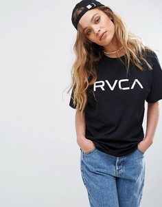 Свободная футболка бойфренда с принтом RVCA - Черный