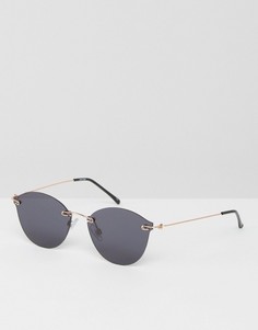 Солнцезащитные очки без оправы в стиле ретро с плоскими стеклами ASOS - Золотой