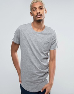 Удлиненная футболка с карманом и асимметричным краем Produkt - Серый