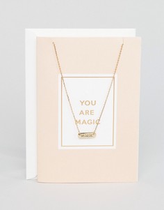 Ожерелье с подарочной открыткой Orelia Your Are Magic Unicorn - Золотой