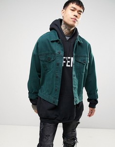 Свободная джинсовая куртка зеленого цвета ASOS - Зеленый