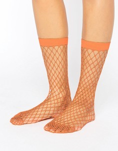 Носки персикового цвета в крупную сетку ASOS - Оранжевый