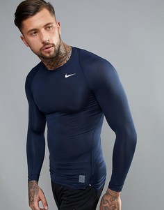 Темно-синий лонгслив с компрессионным эффектом Nike Training 703088-451 - Серый