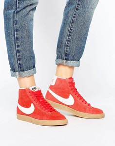 Красные замшевые кроссовки средней высоты Nike Blazer - Красный
