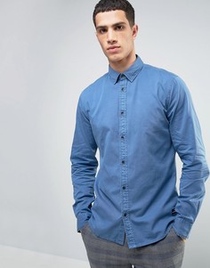 Джинсовая рубашка классического кроя с эффектом выцветания Solid - Синий !Solid