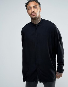 Черная oversize-рубашка из вискозы с заниженной линией плеч ASOS - Черный