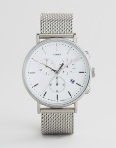 Серебристые часы с хронографом 41 мм и сетчатым ремешком Timex Fairfield - Серебряный