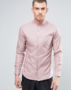 Приталенная рубашка с горловиной на пуговице Selected Homme - Розовый