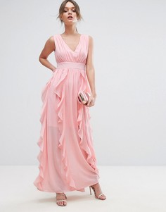 Платье макси с оборками Boohoo - Розовый