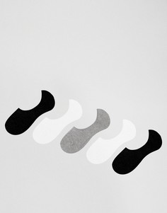 5 пар черно-белых низких носков ASOS - Мульти