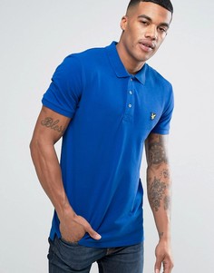 Синее поло классического кроя из пике с логотипом-орлом Lyle & Scott - Синий