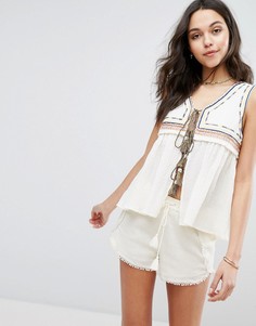 Топ без рукавов с вышивкой Moon River - Белый