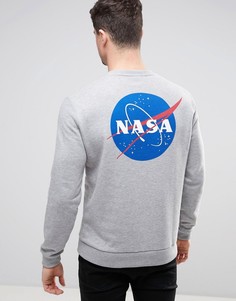 Серый меланжевый свитшот с принтом Nasa ASOS - Серый