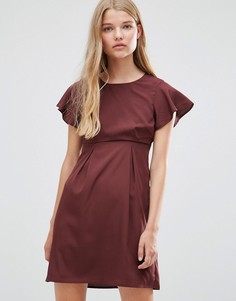 Платье шоколадного цвета с оборками Vero Moda Emma - Коричневый