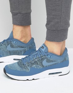 Мужские голубые кроссовки с вязаным верхом Nike Air Max 1 Ultra 2.0 Flyknit 875942-400 - Синий