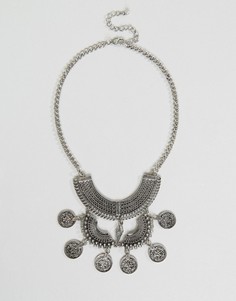 Броское ожерелье с кисточкой и монетками Nylon - Серебряный