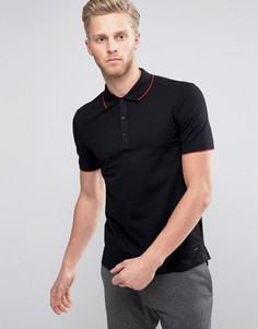 Черное эластичное поло узкого кроя HUGO by Hugo Boss - Черный