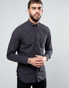 Черная поплиновая рубашка слим BOSS Orange by Hugo Boss - Черный