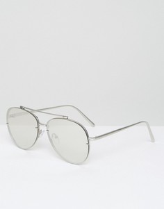 Крупные солнцезащитные очки-авиаторы с серебристыми зеркальными стеклами ASOS - Серебряный