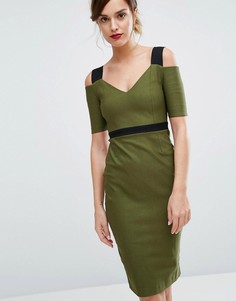 Платье миди с контрастными бретельками Vesper - Зеленый