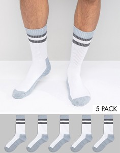 Набор из 5 пар носков в спортивном стиле ASOS - Белый
