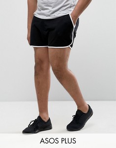 Черные трикотажные шорты для бега ASOS PLUS - Черный