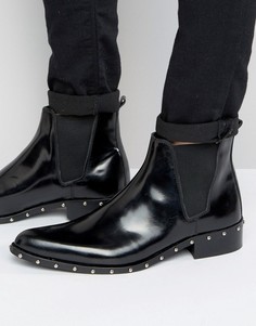 Черные кожаные ботинки челси с заклепками на подошве ASOS - Черный