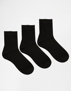 Комплект из 3 пар черных носков ASOS - Черный