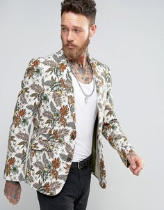 Приталенный пиджак с цветочным принтом Devils Advocate - Бежевый