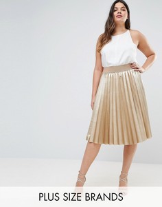 Плиссированная юбка цвета металлик Elvi Premium - Золотой