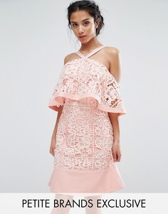 Кружевное платье мини с открытыми плечами Jarlo Petite - Розовый