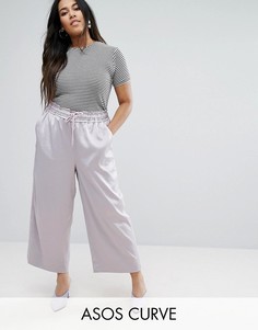 Широкие атласные брюки ASOS CURVE - Фиолетовый